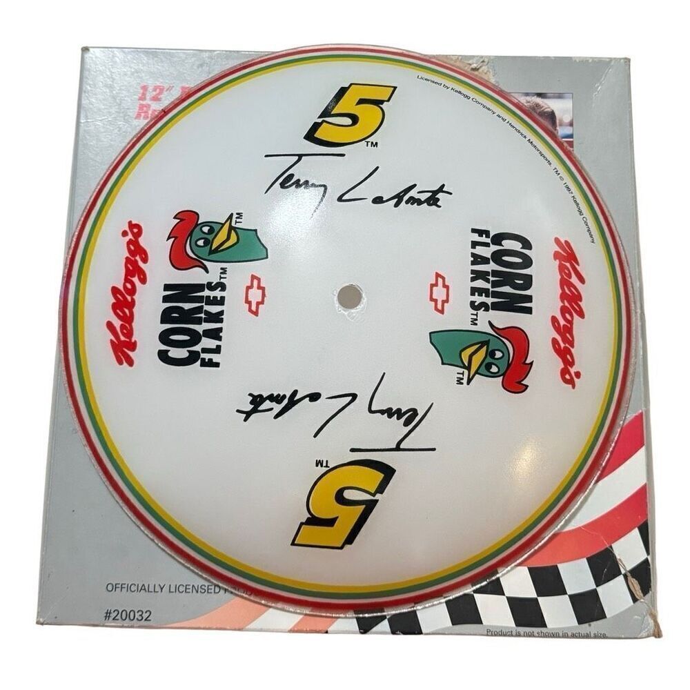 NIB 1997 Nascar #5 Terry Labonte Kellogg's Glass Light Cover 12" Round Fixture